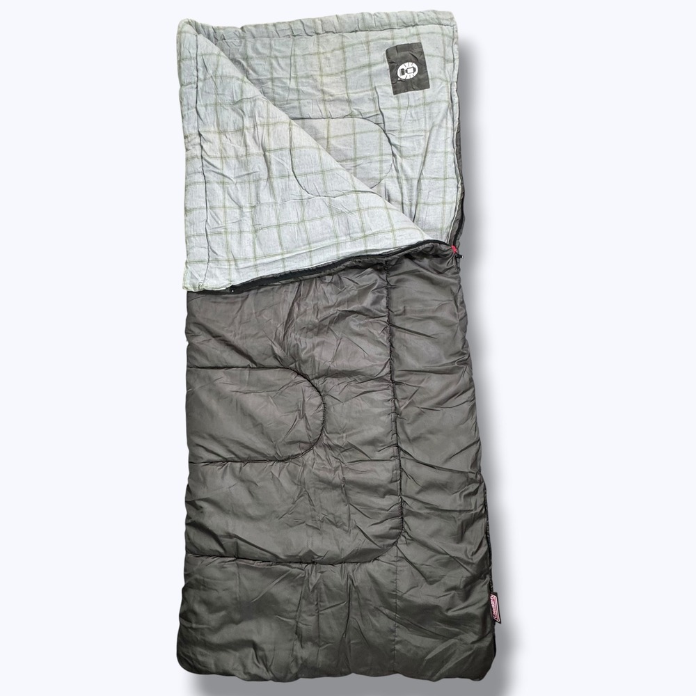 Coleman Camping Sleeping Bag Adult 6ft Green Flannel Thick Warm Outdoor Travel